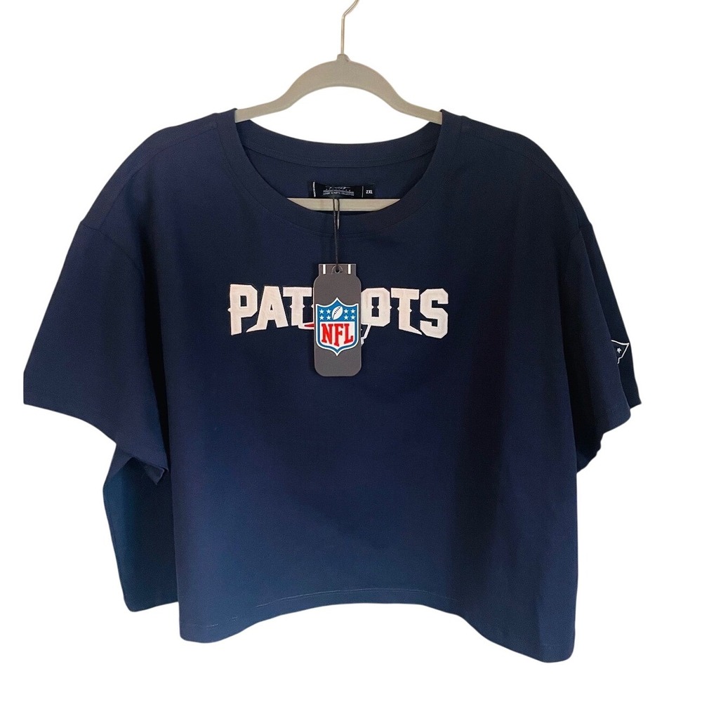 Pro Standard New England Patriots Cropped Navy Blue T-Shirt Womens 2XL NWT NFL